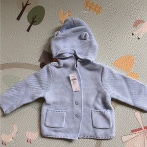 NWT GAP Light Blue Baby Cardigan with Bear Ears